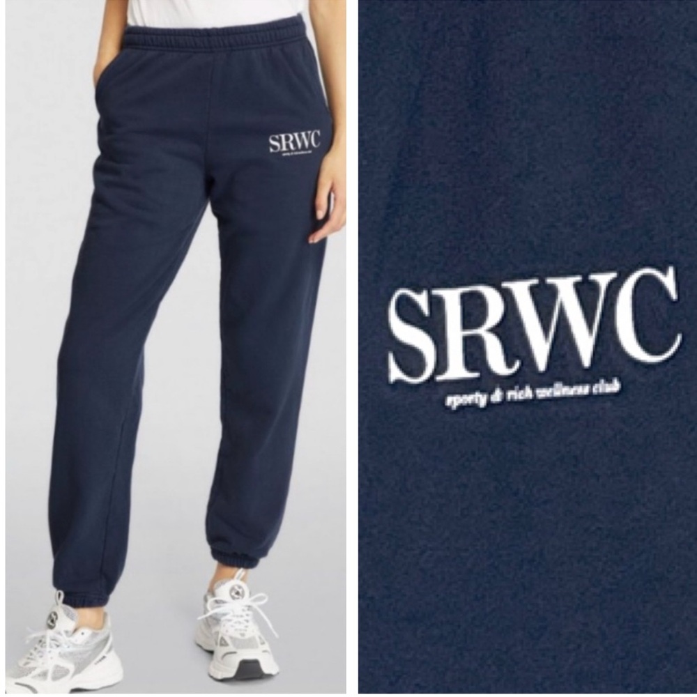SPORTY & RICH Upper East Side SRWC Sweatpants Jogger Pants Size S Navy